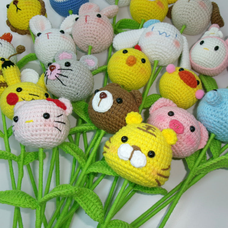handicroft handmade crochet cartoon character animal single stalk flower