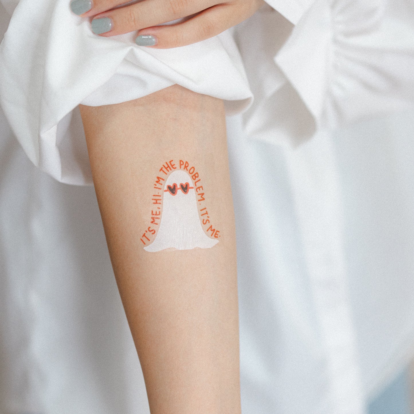 anti-hero ghost temporary tattoo sticker