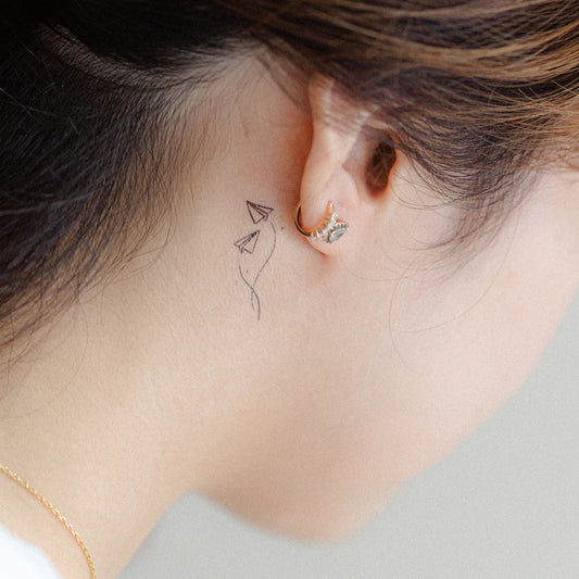 2 paper airplanes temporary tattoo sticker
