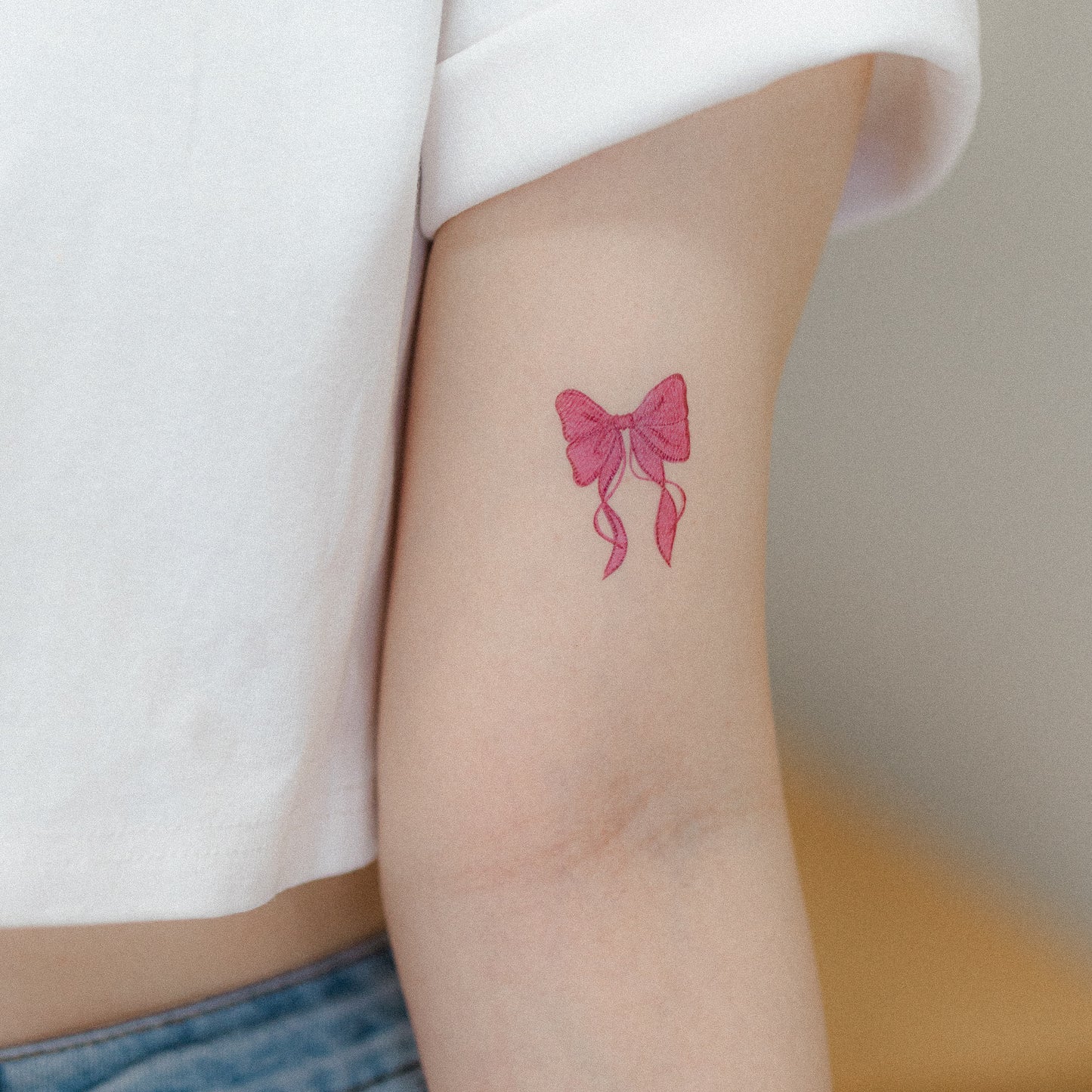 pink bow temporary tattoo sticker