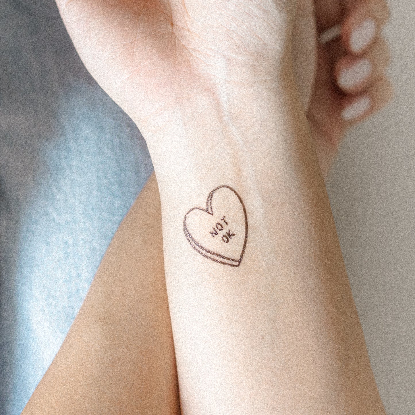 not ok heart candy temporary tattoo sticker