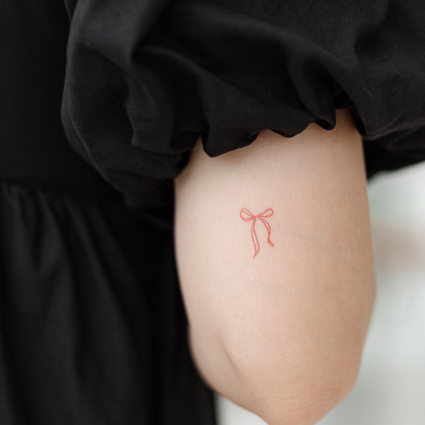 mini red bow temporary tattoo sticker