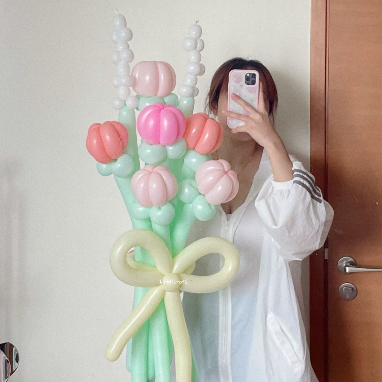 blushing tulips - pink flower balloon bouquet ☁️🌷