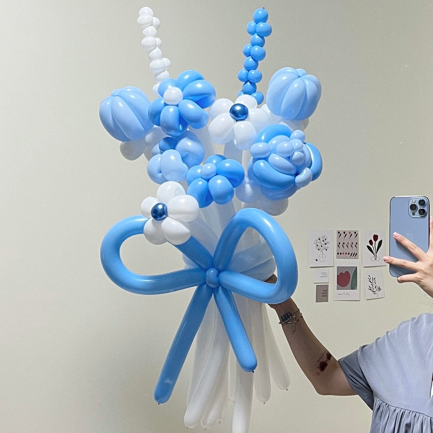 blueberry blast - light & dark blue flower balloon bouquet 🫐*ੈ✩‧₊˚