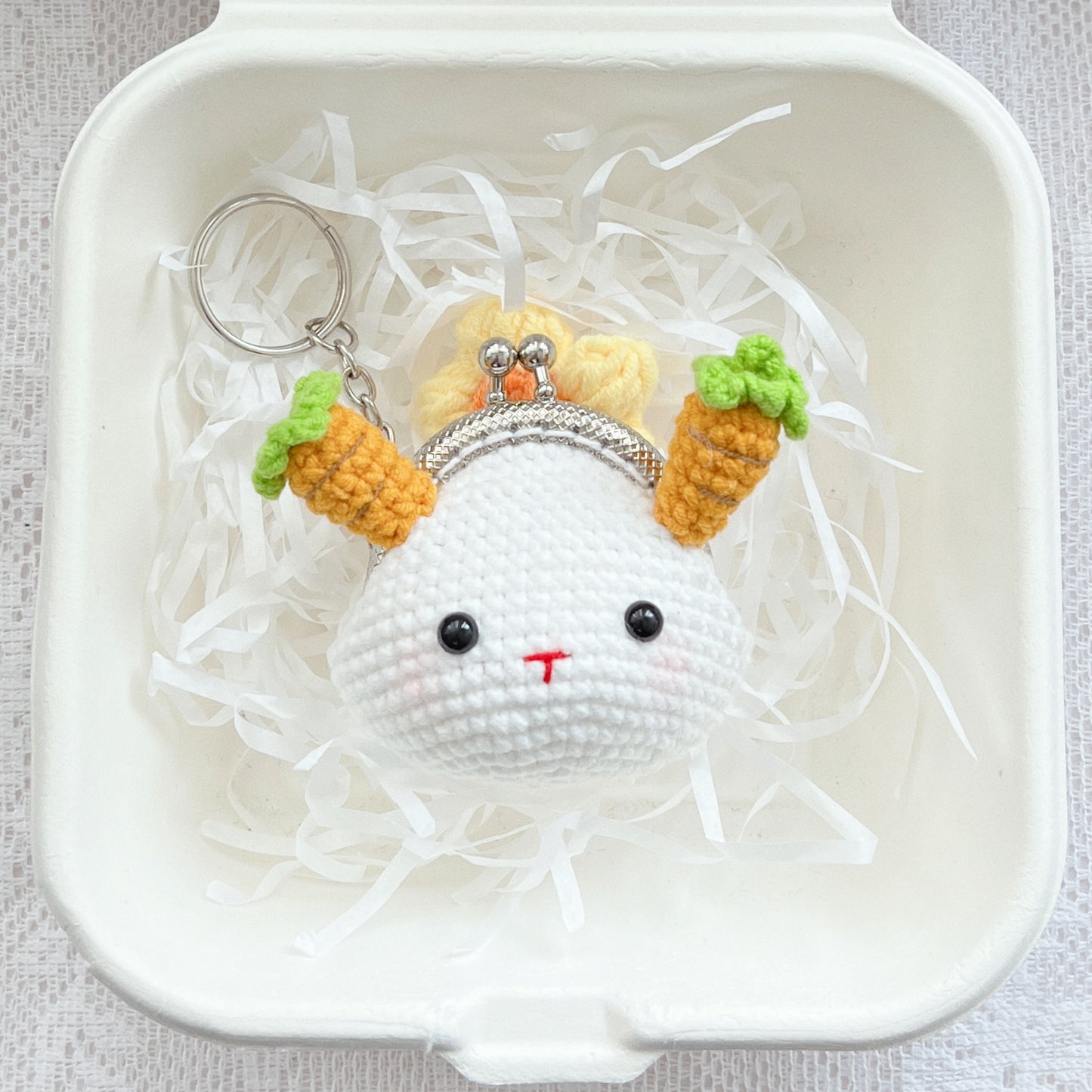 carrot bunny clasp pouch keychain ꒰ᐢ. .ᐢ꒱₊˚⊹🥕
