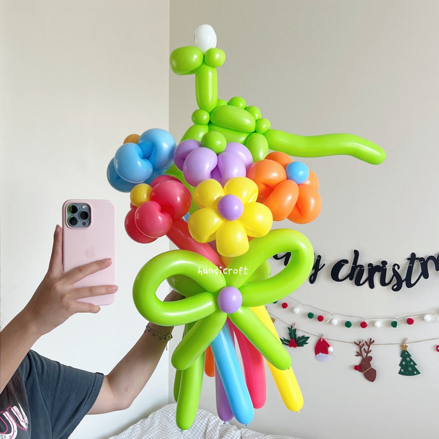 dinosaur & dog colourful flower balloon bouquet ૮ ˙Ⱉ˙ ა
