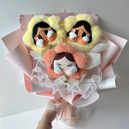 handicroft crybaby sad club series plush flower bouquet crybaby's teary trio