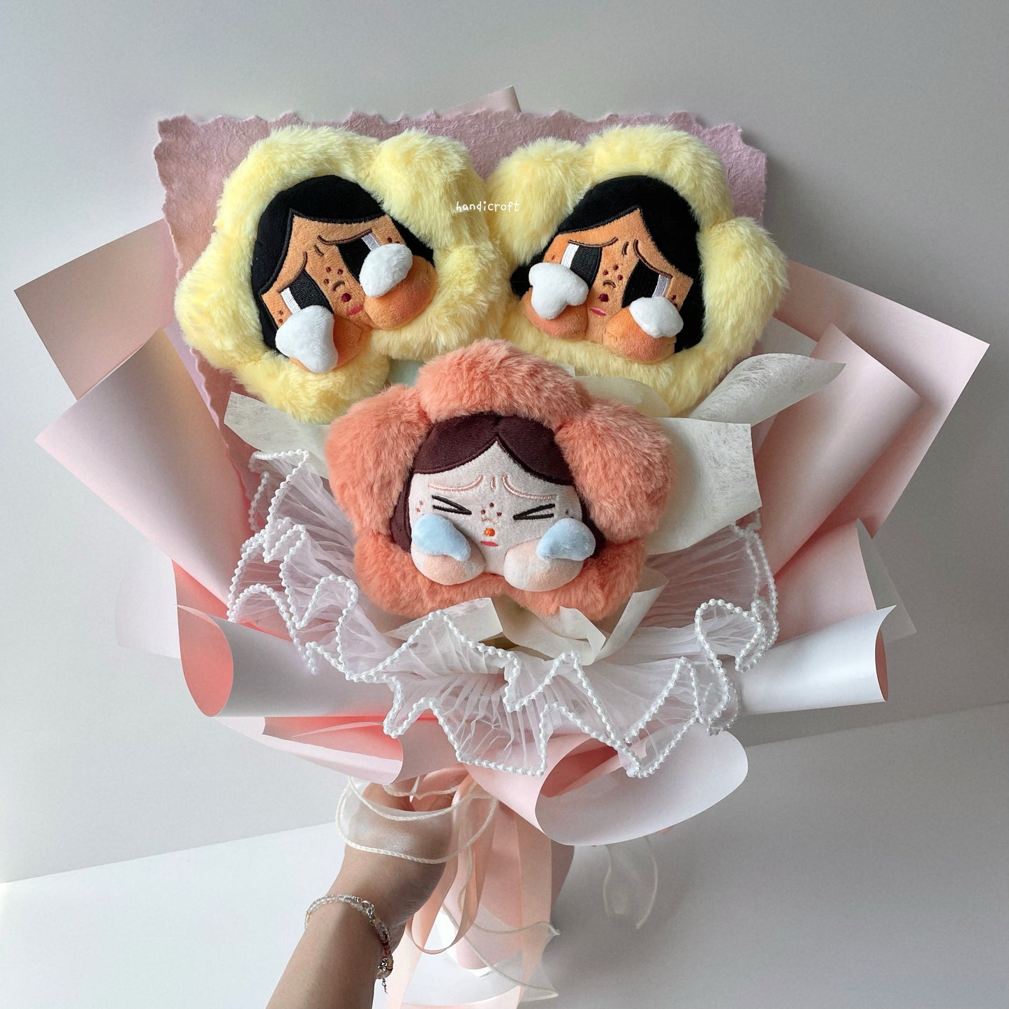 handicroft crybaby sad club series plush flower bouquet crybaby's teary trio