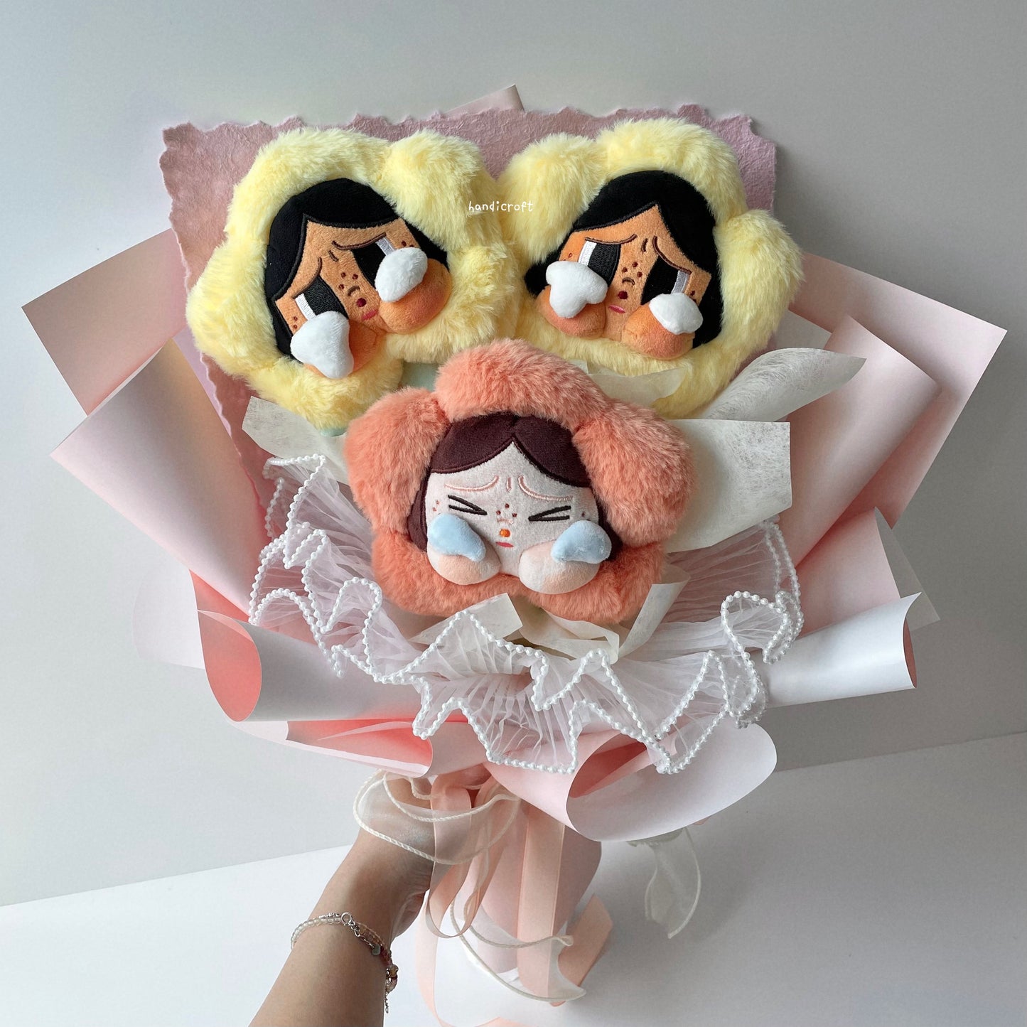 handicroft crybaby sad club series plush flower bouquet crybaby's teary trio