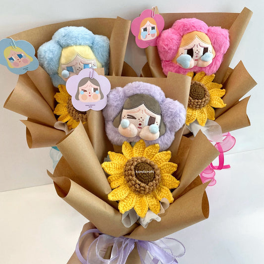 handicroft crybaby sad club series plush jumbo sunflower flower bouquet crybaby's little joy