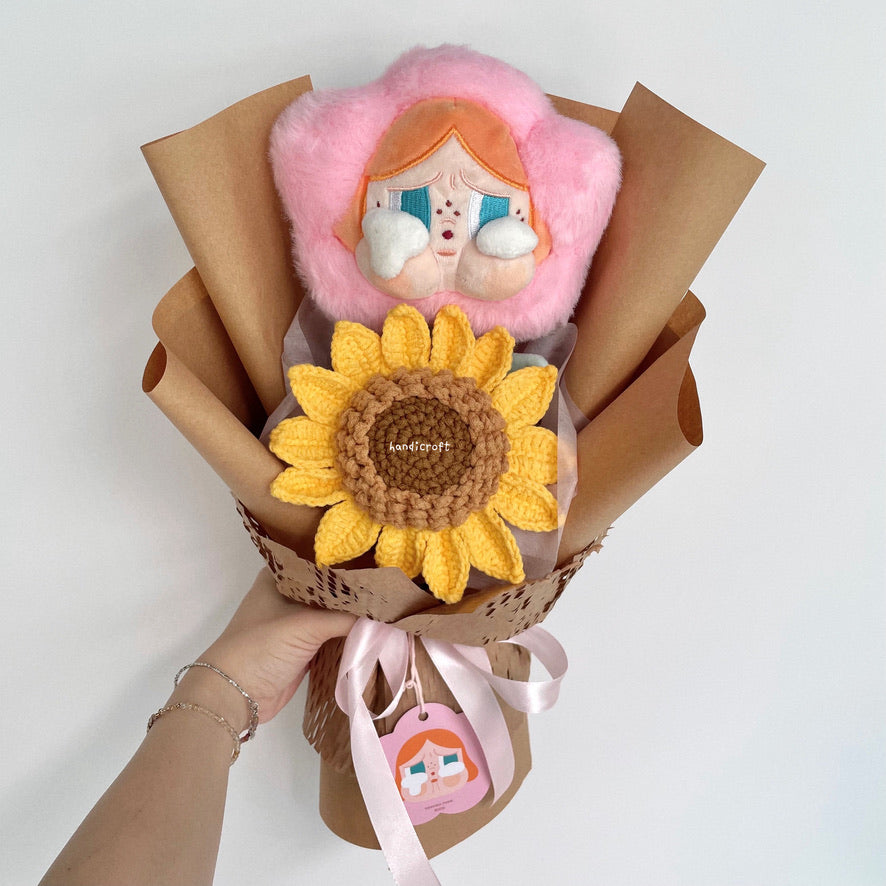 handicroft crybaby sad club series plush jumbo sunflower flower bouquet crybaby's little joy sakura pink