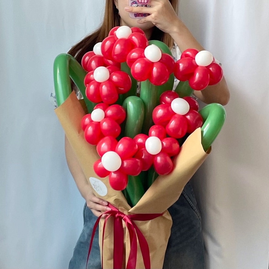 handicroft flower balloon bouquet love in red