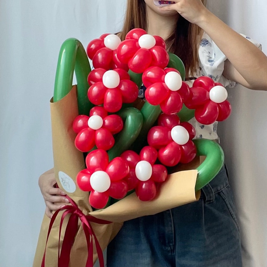 handicroft flower balloon bouquet love in red