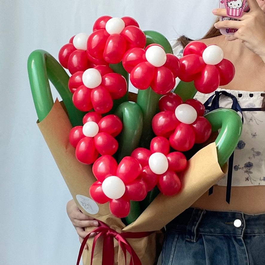 handicroft flower balloon bouquet love in red