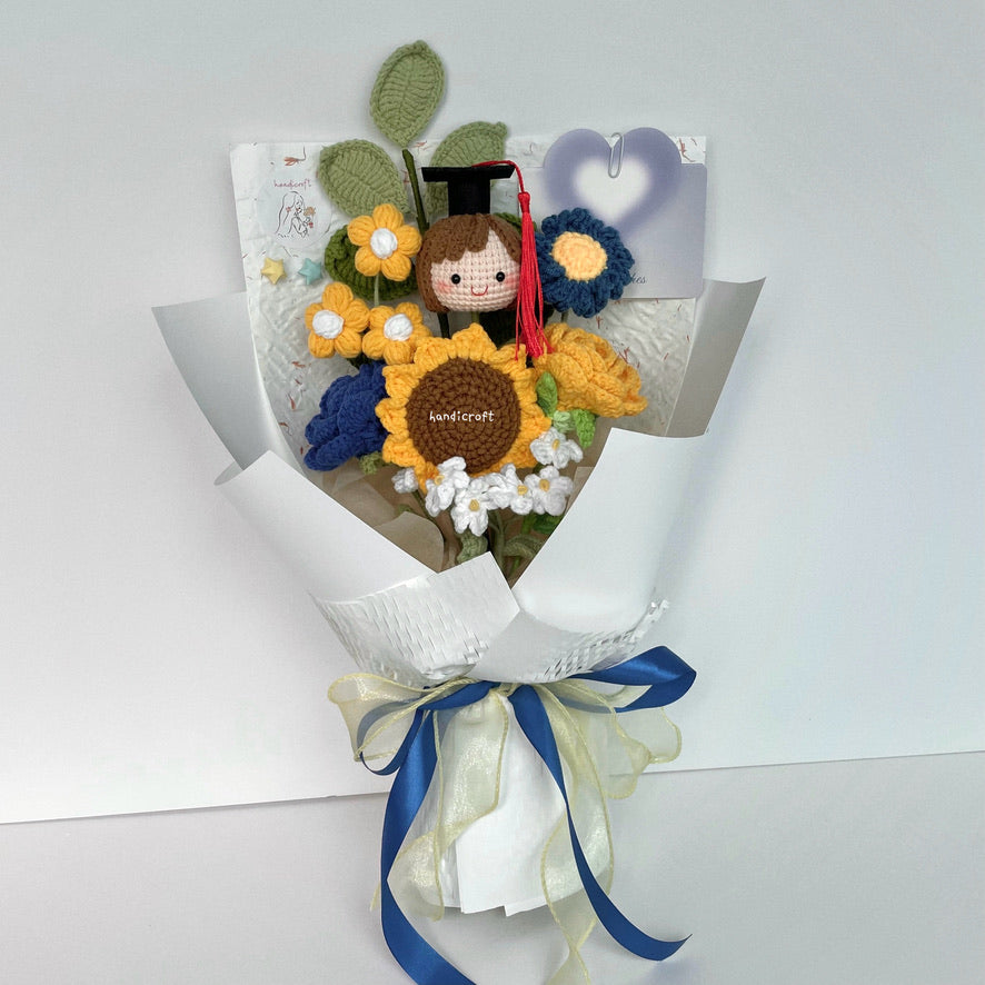 handicroft handmade crochet SIA SQ Singapore Airlines Cabin Crew Graduation Ceremony graduation flower bouquet bloom above the clouds