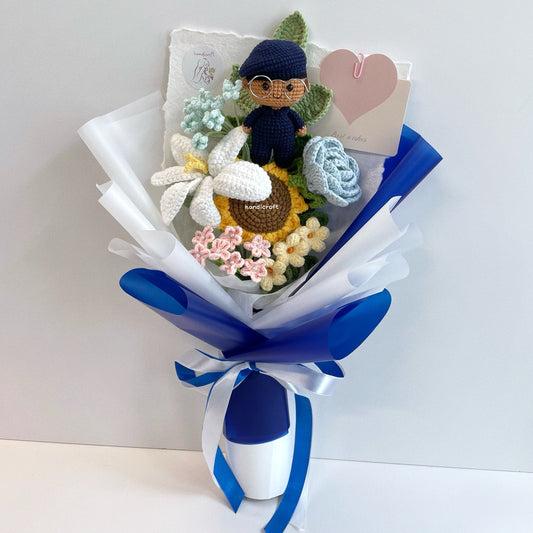 handicroft handmade crochet army soldier SCDF SPF flower bouquet POP ORD pastel oath of duty skin shade #2