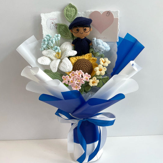 handicroft handmade crochet army soldier SCDF SPF flower bouquet POP ORD pastel oath of duty skin shade #2