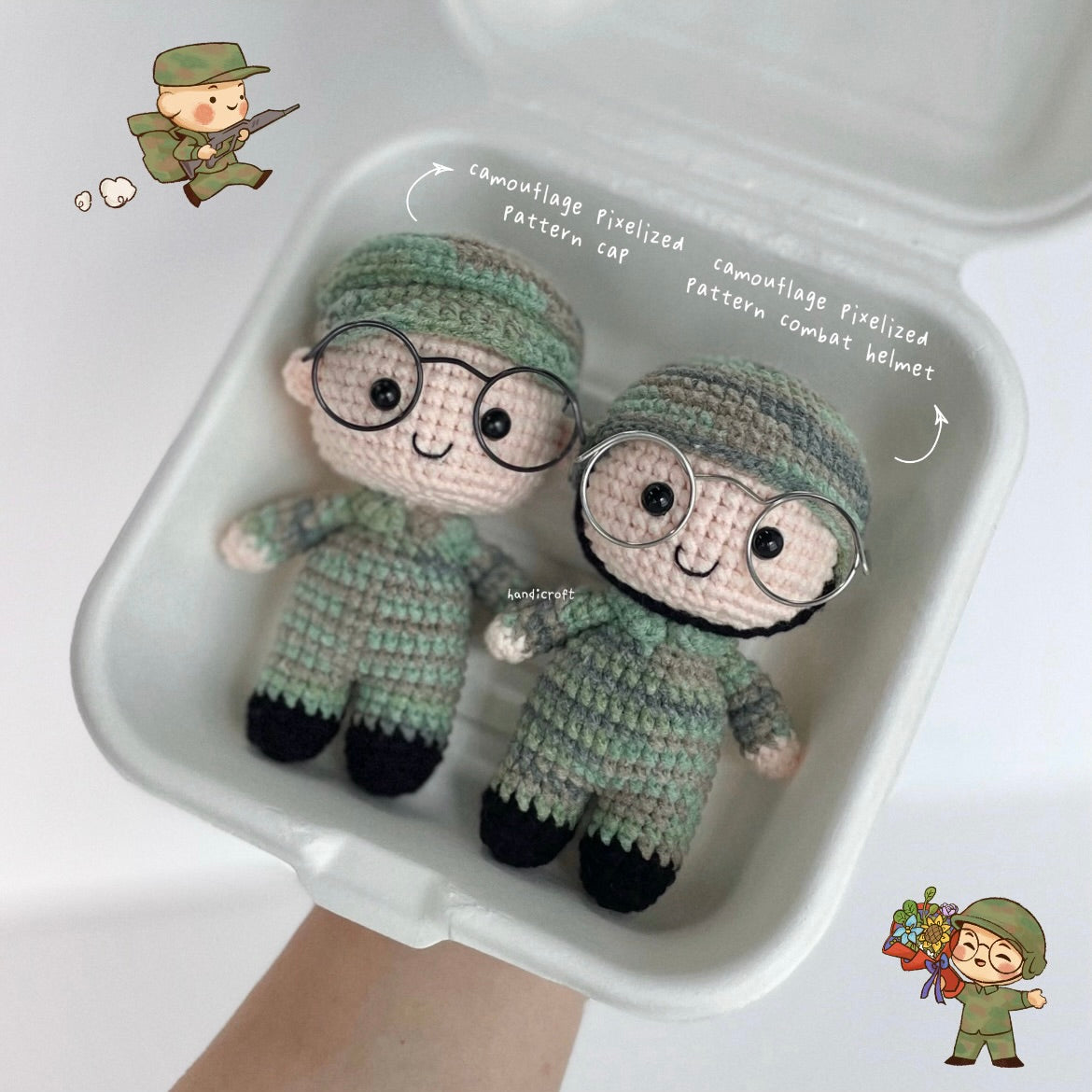 handicroft handmade crochet army soldier series cap & helmet