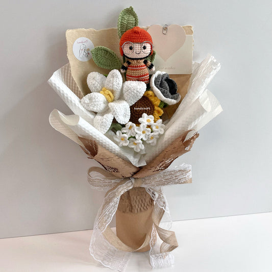 handicroft handmade crochet army soldier series flower bouquet SCDF firefighter suit field duty: responder