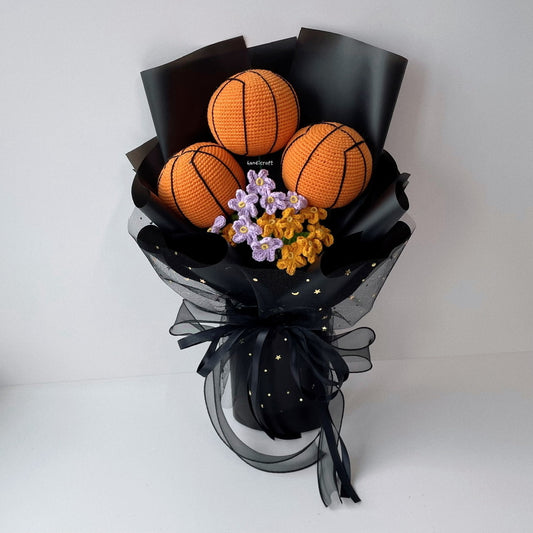 handicroft handmade crochet basketball flower bouquet ballin' in bloom