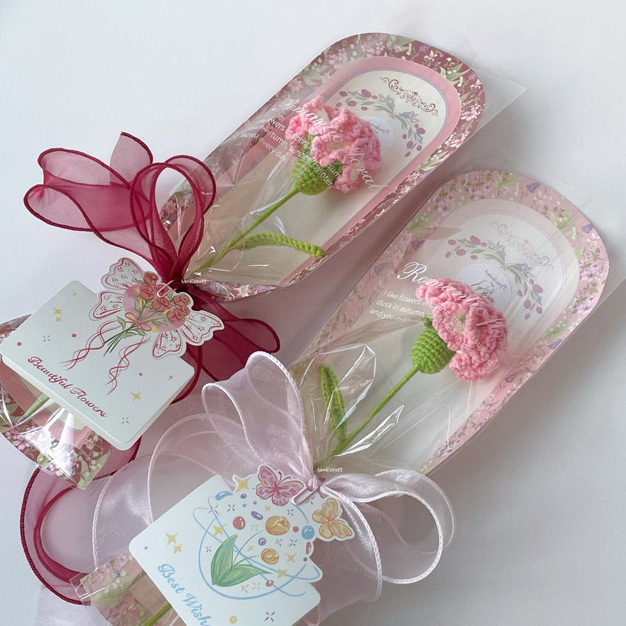 handicroft handmade crochet carnation flower mother's day special carnation sweet love pink red