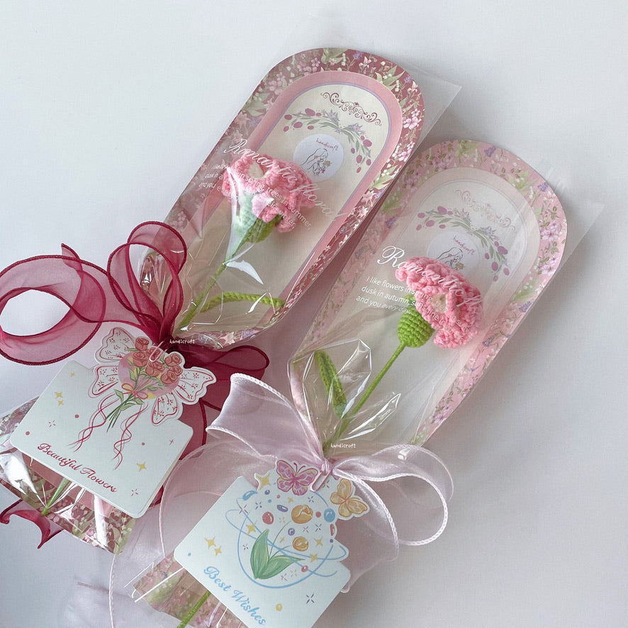 handicroft handmade crochet carnation flower mother's day special carnation sweet love pink red