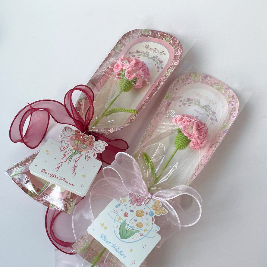 handicroft handmade crochet carnation flower mother's day special carnation sweet love pink red