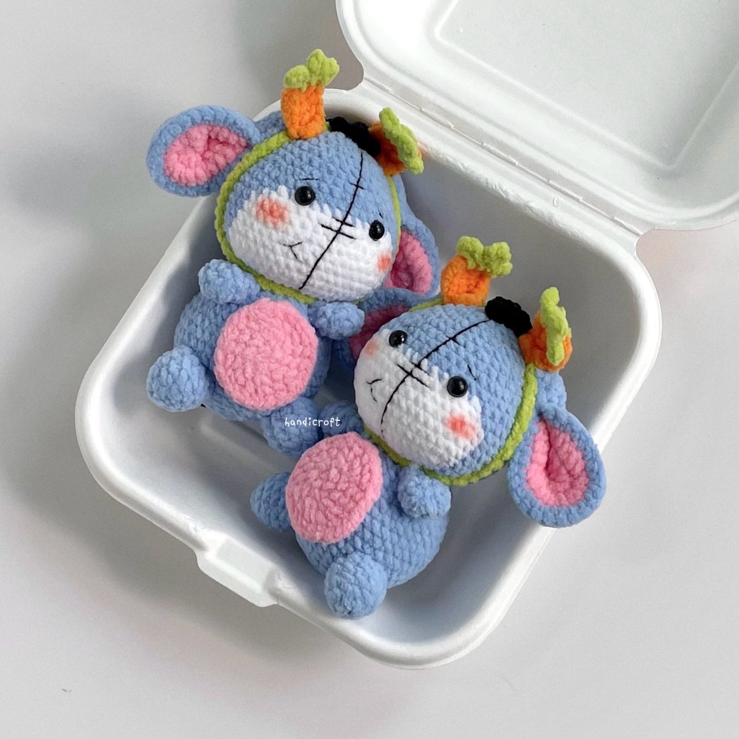 handicroft handmade crochet carrot donkey character amigurumi keychain little gloomy donkey