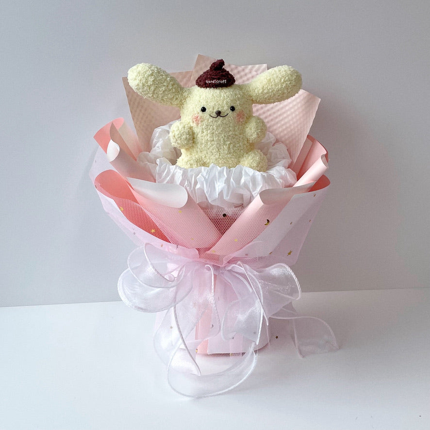 handicroft handmade crochet chubby sanrio pompompurin flower bouquet