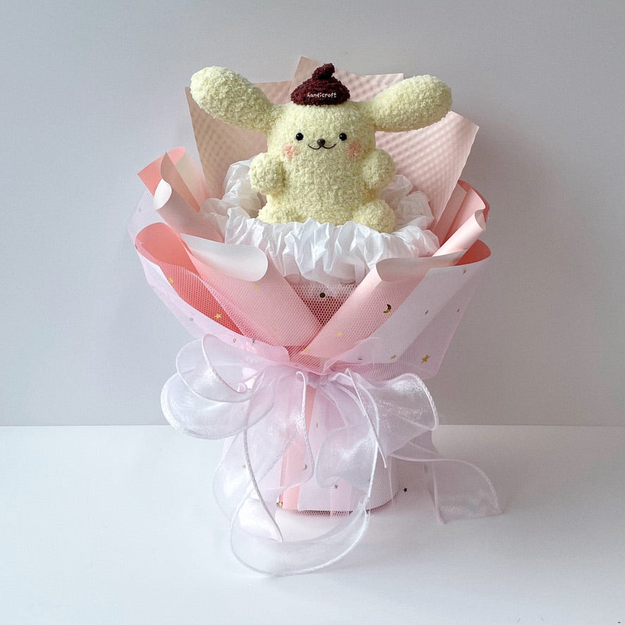 handicroft handmade crochet chubby sanrio pompompurin flower bouquet