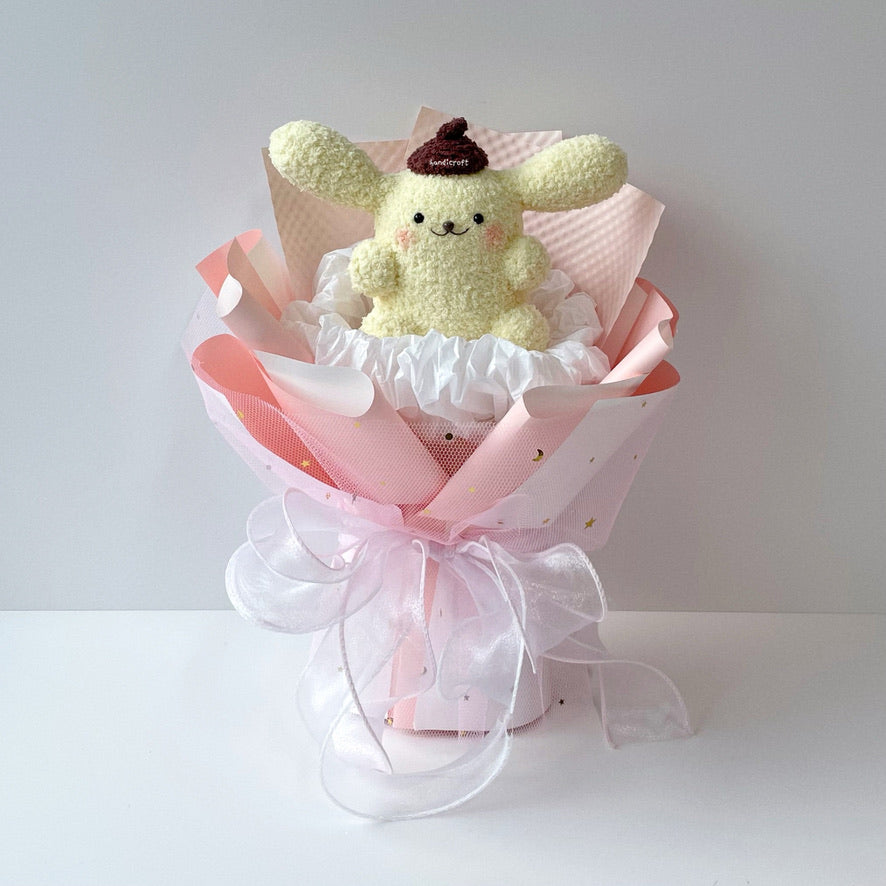 handicroft handmade crochet chubby sanrio pompompurin flower bouquet