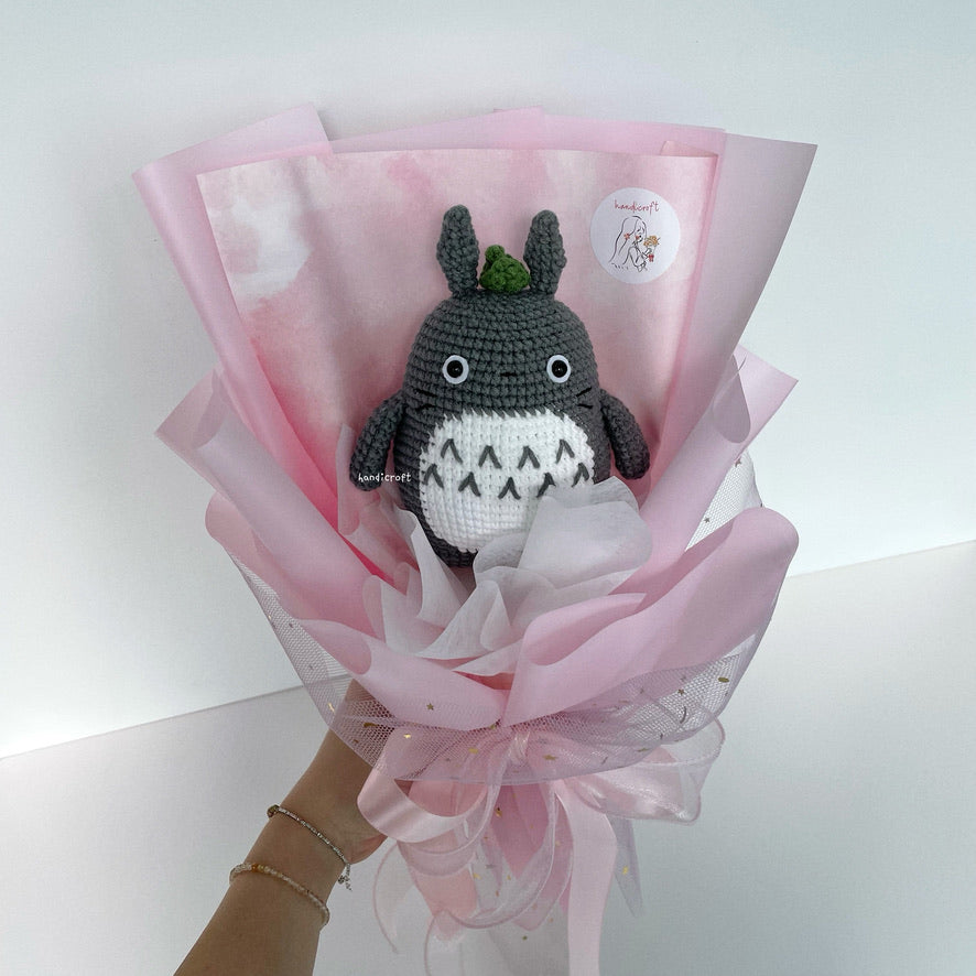 handicroft handmade crochet chubby studio ghibli totoro flower bouquet