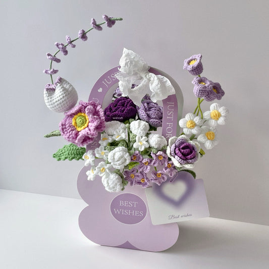 handicroft handmade crochet flower bloom box glowin' & growin' purple