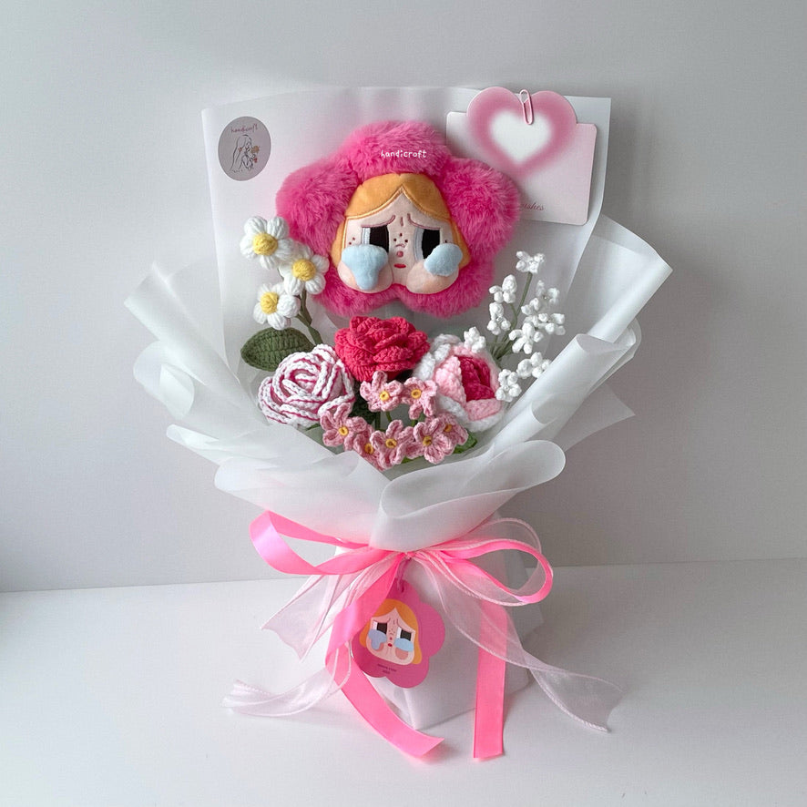 handicroft handmade crochet flower bouquet crybaby sad club series plush crybaby's lover 6 colours rouge pink