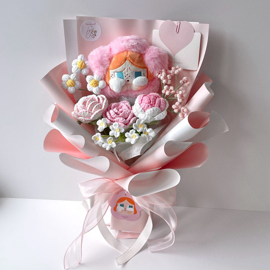 handicroft handmade crochet flower bouquet crybaby sad club series plush crybaby's lover 6 colours sakura pink