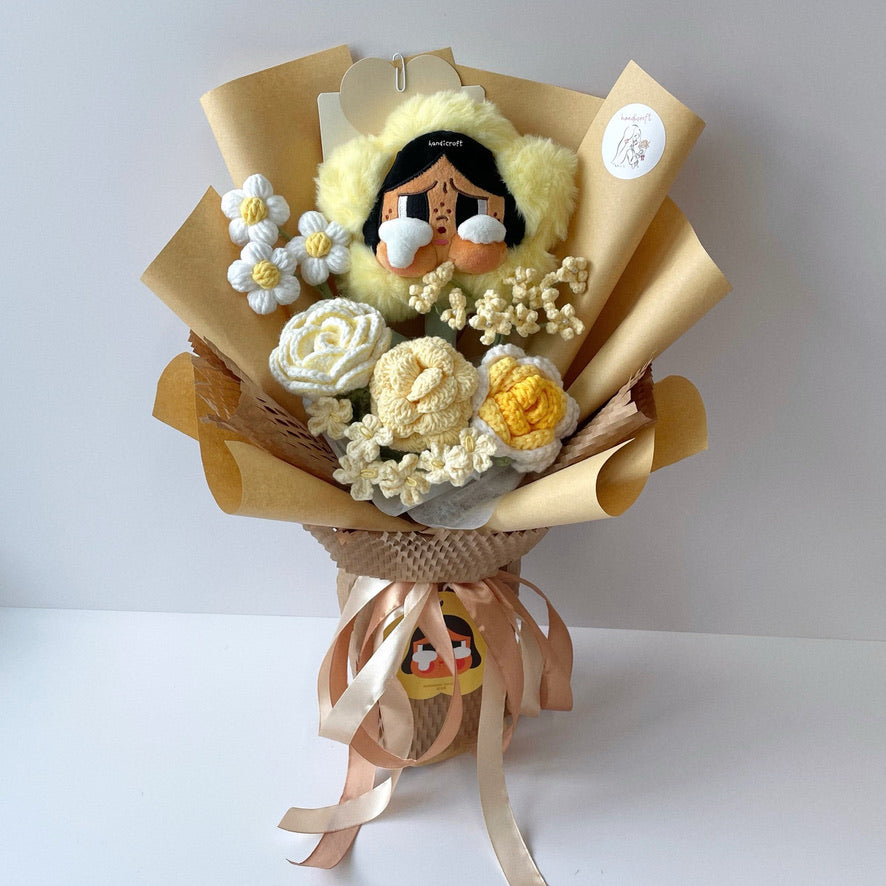 handicroft handmade crochet flower bouquet crybaby sad club series plush crybaby's lover 6 colours sunshine yellow