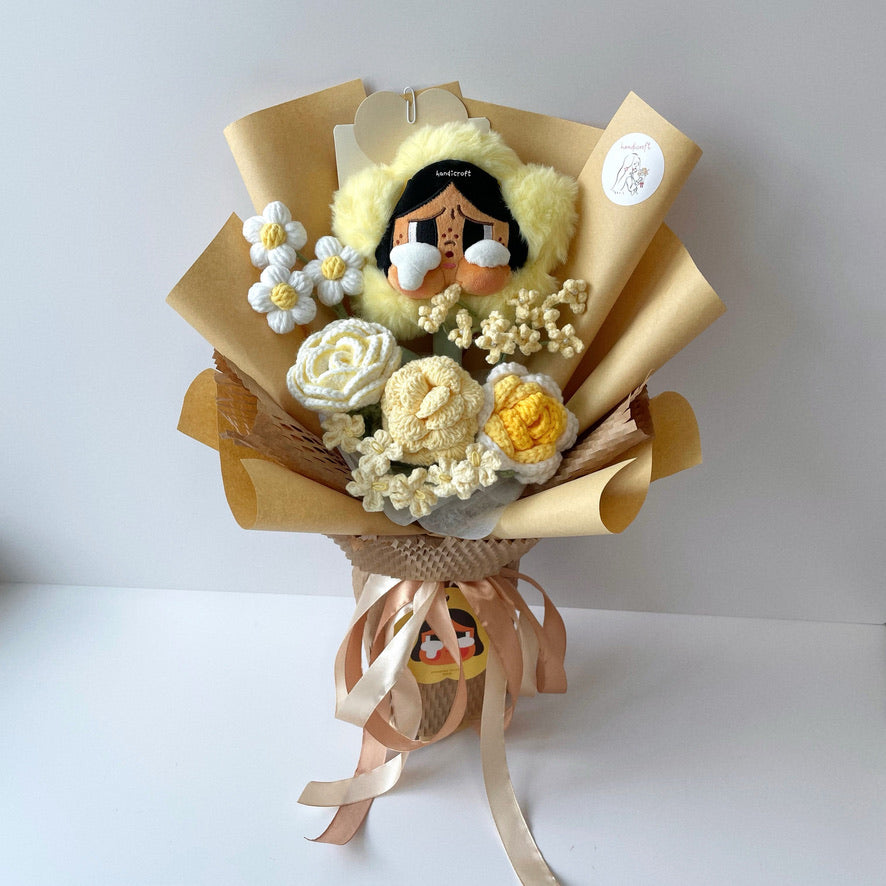 handicroft handmade crochet flower bouquet crybaby sad club series plush crybaby's lover 6 colours sunshine yellow