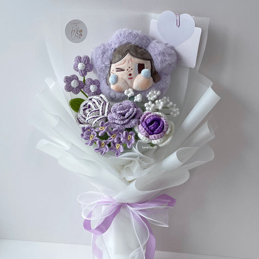 handicroft handmade crochet flower bouquet crybaby sad club series plush crybaby's lover 6 colours taro purple