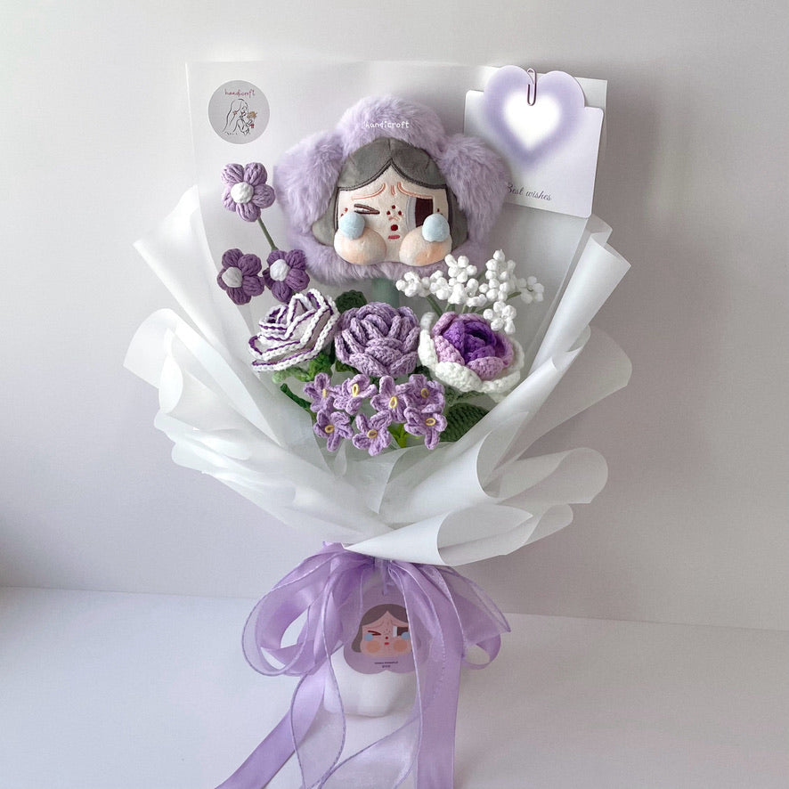 handicroft handmade crochet flower bouquet crybaby sad club series plush crybaby's lover 6 colours taro purple