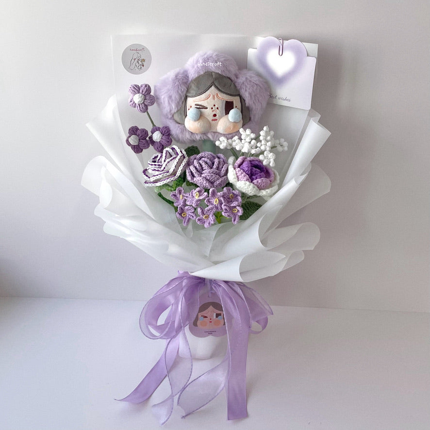 handicroft handmade crochet flower bouquet crybaby sad club series plush crybaby's lover 6 colours taro purple