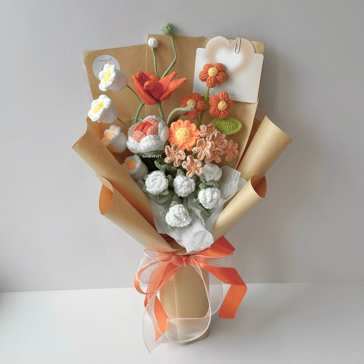 handicroft handmade crochet flower bouquet in 6 colours dreamie orange