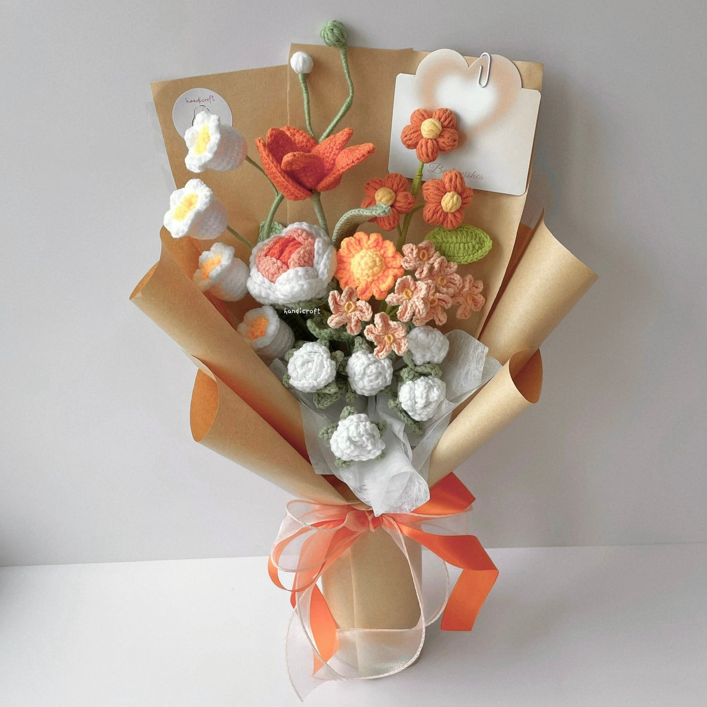 handicroft handmade crochet flower bouquet in 6 colours dreamie orange