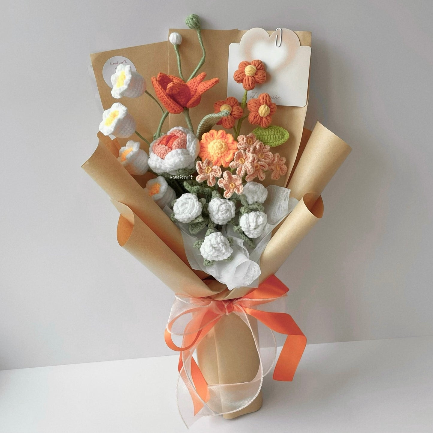 handicroft handmade crochet flower bouquet in 6 colours dreamie orange