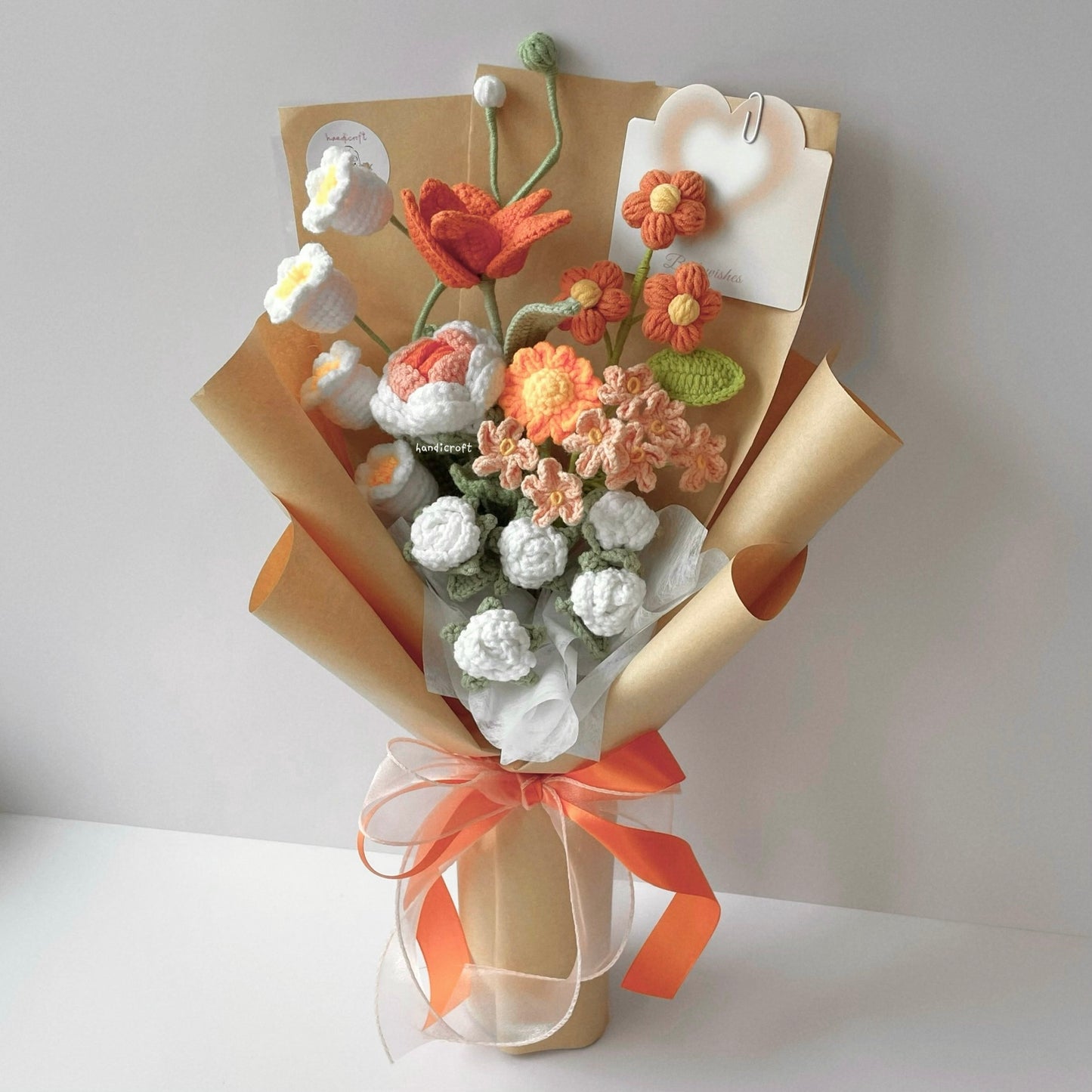 handicroft handmade crochet flower bouquet in 6 colours dreamie orange