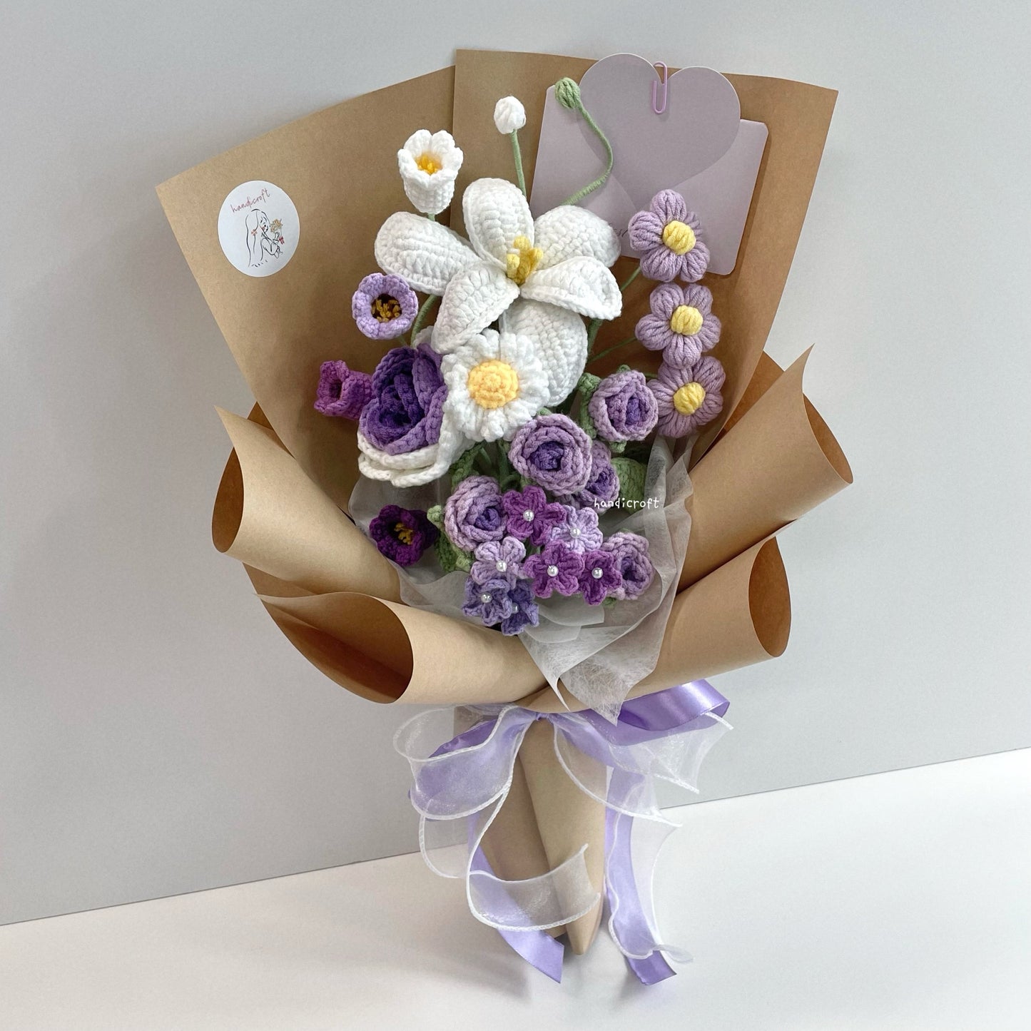 handicroft handmade crochet flower bouquet in 6 colours dreamie purple