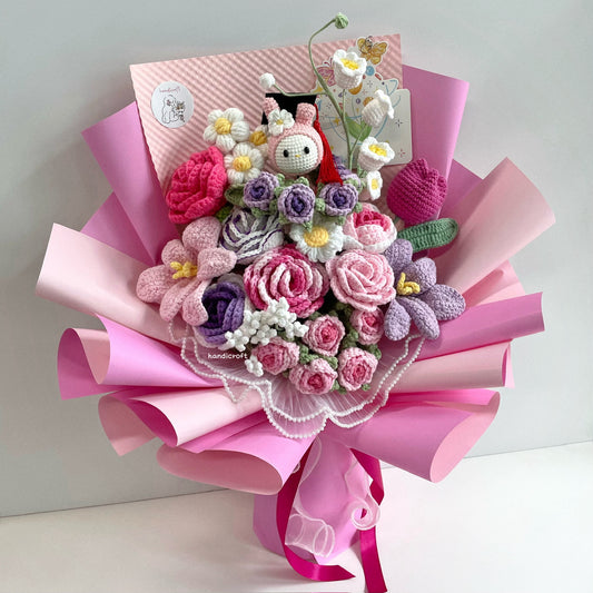 handicroft handmade crochet flower bouquet melody in bloom