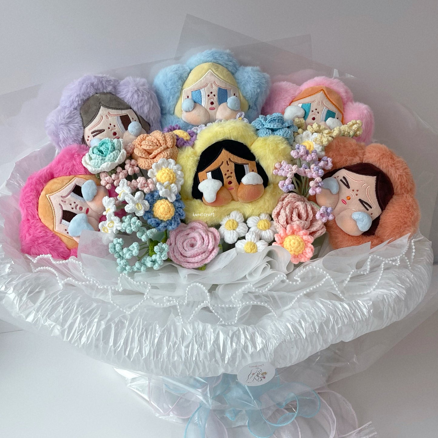 handicroft handmade crochet flower bouquet pop mart crybaby sad club series no tears left to cry