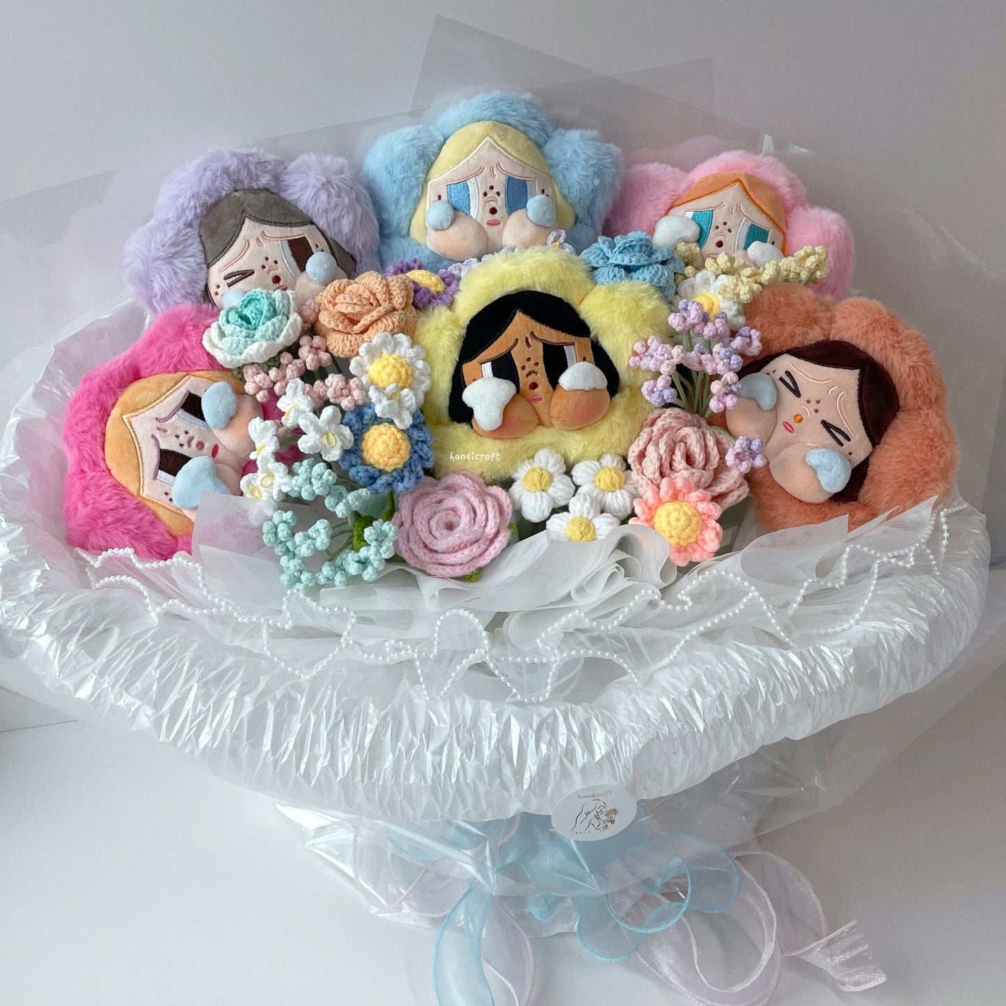 handicroft handmade crochet flower bouquet pop mart crybaby sad club series no tears left to cry
