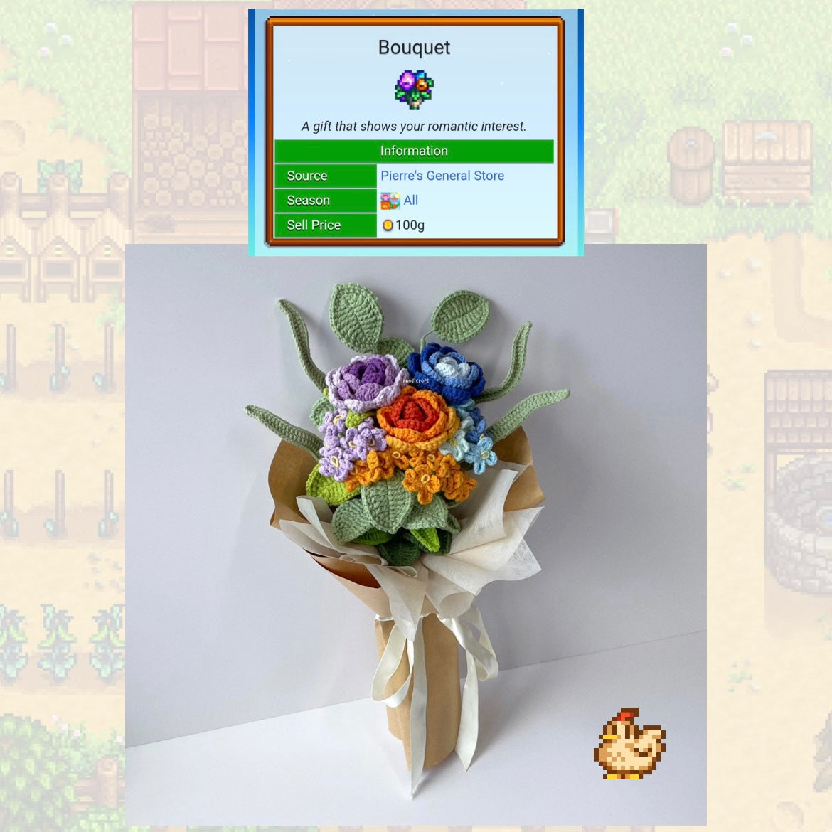 handicroft handmade crochet flower bouquet stardew valley game bouquet gift