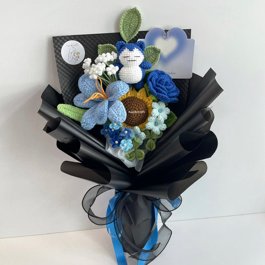 handicroft handmade crochet flower bouquet the gentle giant blue